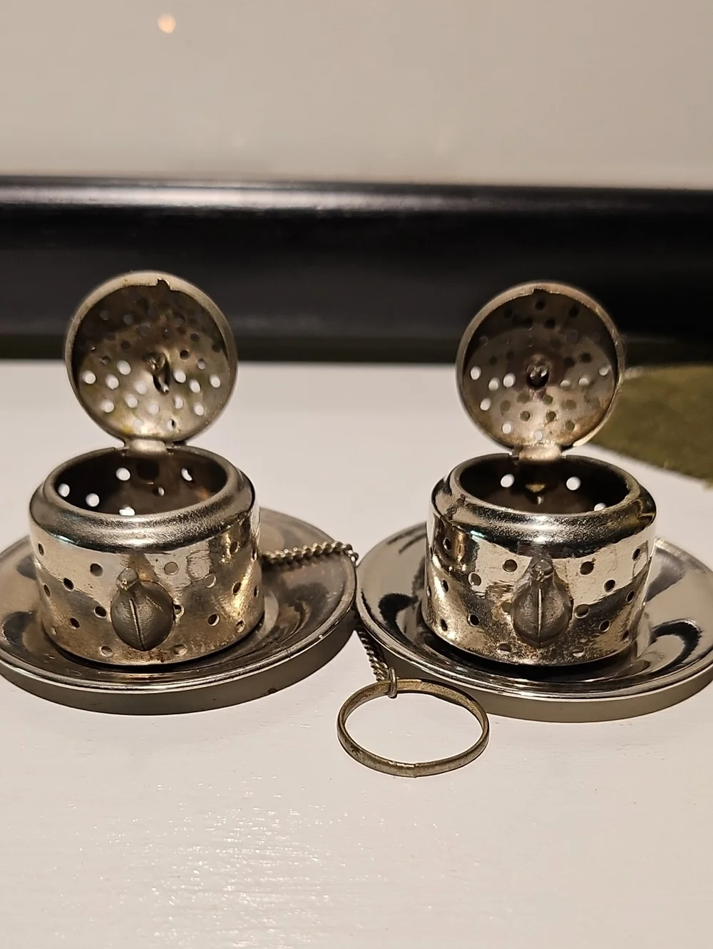 2 - Vintage Tea Infusers With Under Plate Saucers